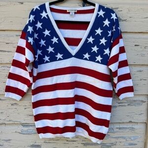 Vintage Two By Two Studio American Flag Patriot Elections 100% Cotton Sweater M